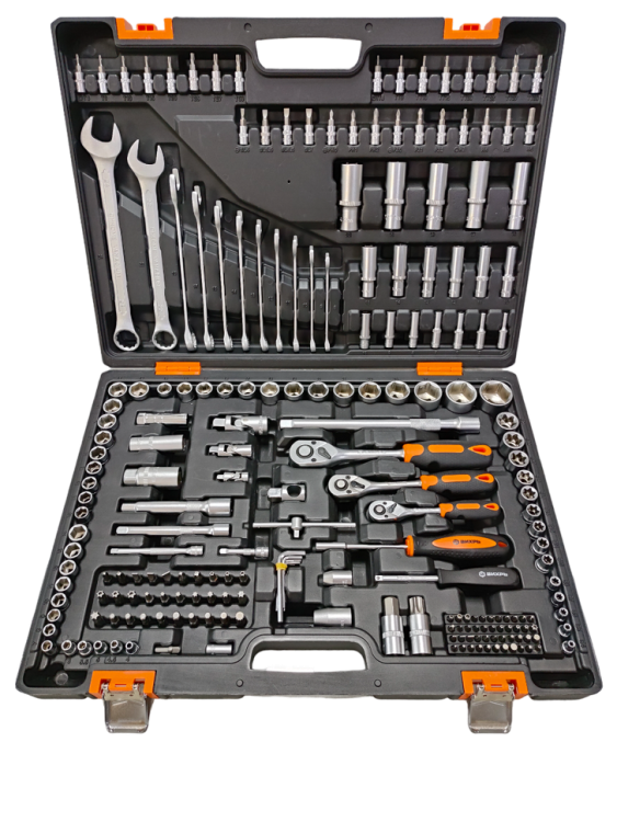 Набор инструментов, 1/2", 1/4", CrV, в кейсе 216 предм Вихрь