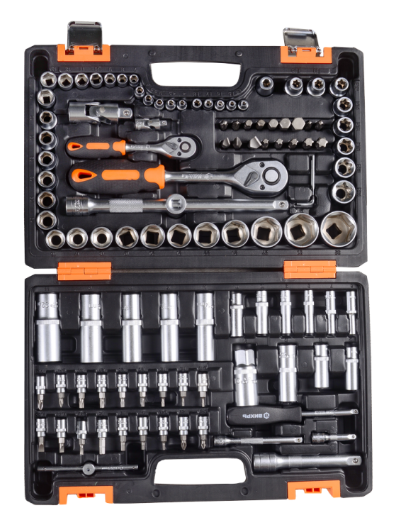 Набор инструментов, 1/2", 1/4", CrV, в кейсе 108 предметов Вихрь