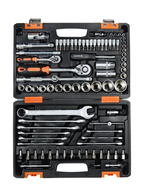 Набор инструментов, 1/2" , 1/4" , CrV, пластиковый кейс 82 предмета Вихрь