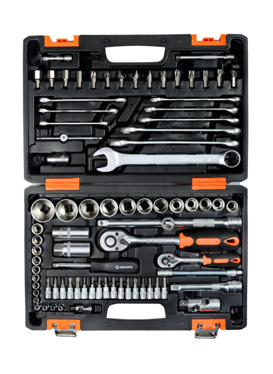 Набор инструментов АВТО, 1/2" , 1/4" , CrV, в кейсе 82 предм Вихрь